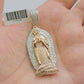 Diamond Virgin Mary Charm Pendant 10k Yellow Rose Gold Natural Diamond REAL SALE