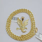 10k Gold Rope Chain Eagle Charm Pendant Set 22'' Inches 3mm Necklace REAL SALE
