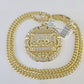 10k Gold Chain Last Supper Pendant Set Miami Cuban link Necklace 5mm 20-30 Inch