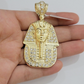 Real 10kt Pharoah Charm Pendant CZ 10k Yellow Gold For Chain Necklace 2.2'' SALE