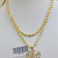 10k Gold Rope Chain Mom Heart Charm Pendant Set 16-28'' Inch 2.5mm Necklace REAL