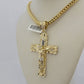 10kt Yellow Gold Franco Chain Necklace Nugget Cross Charm Pendant 5mm 20-26 Inch