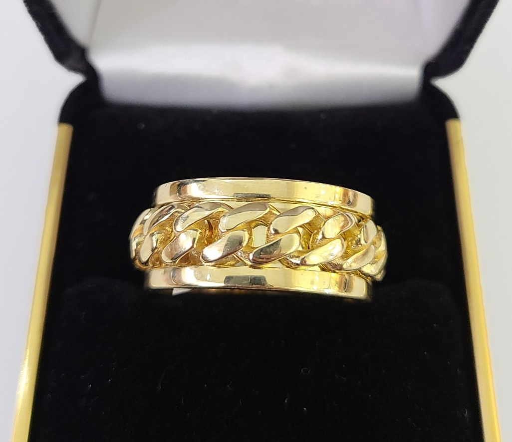 10k Miami Cuban Ring Casual Band Yellow Gold Genuine Brand New Size 6 7 8 9 10 11 & 12