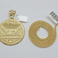 10kt Yellow Gold Franco Chain Necklace Last Supper Charm Pendant 3mm 18"Inch 10k