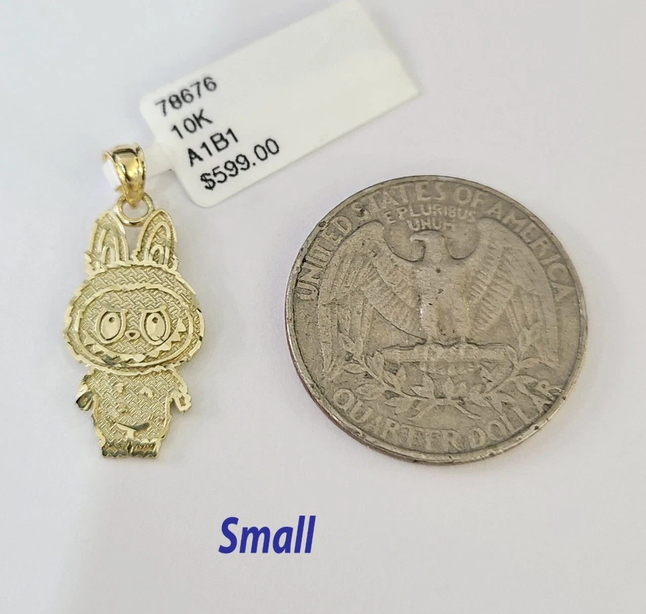 10k Cartoon Monster Charm Pendant Men Women 10kt Real Yellow Gold