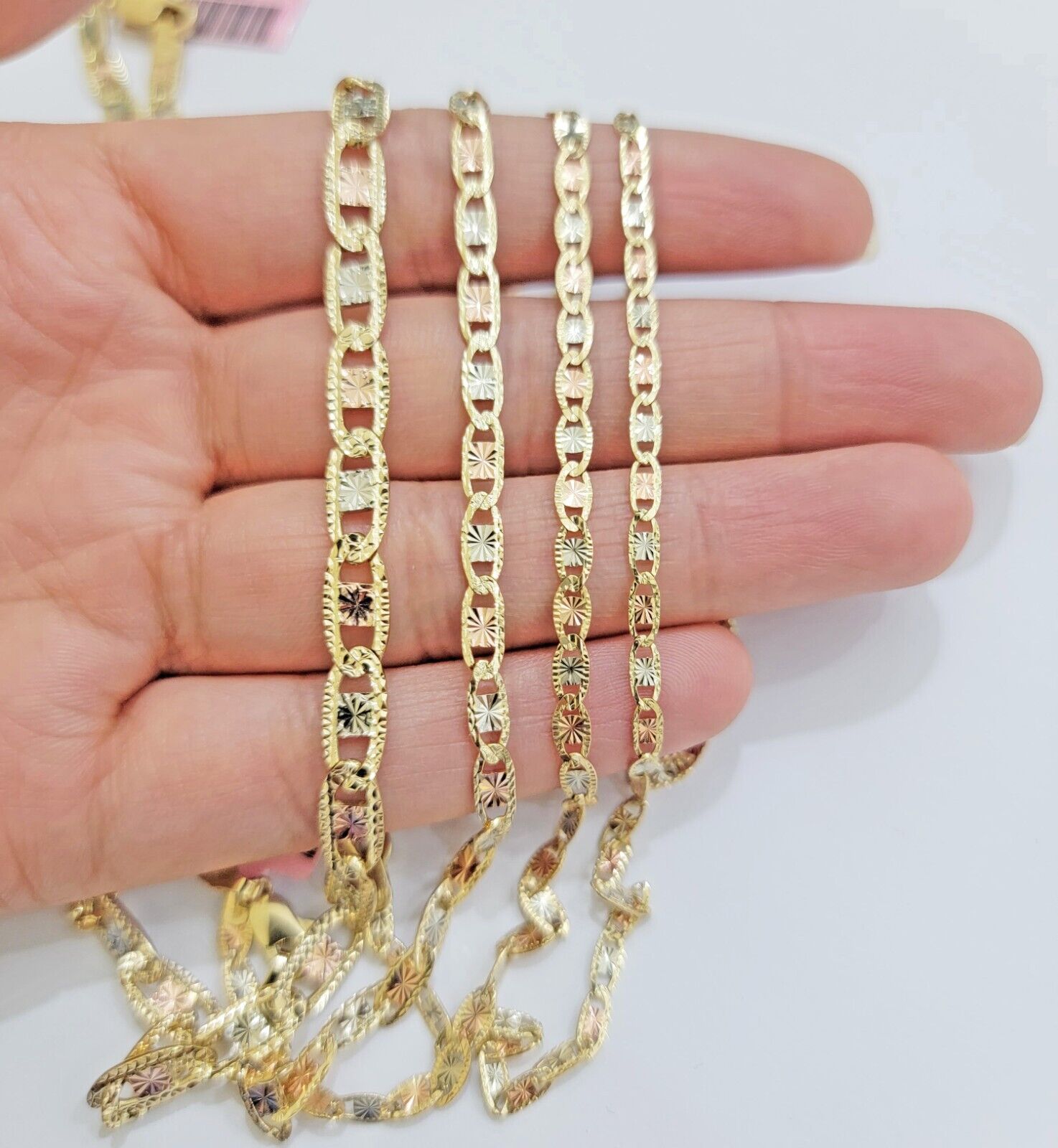 REAL 14k Trio Gold Necklace chain Ladies 3mm 3.5mm 5mm 18