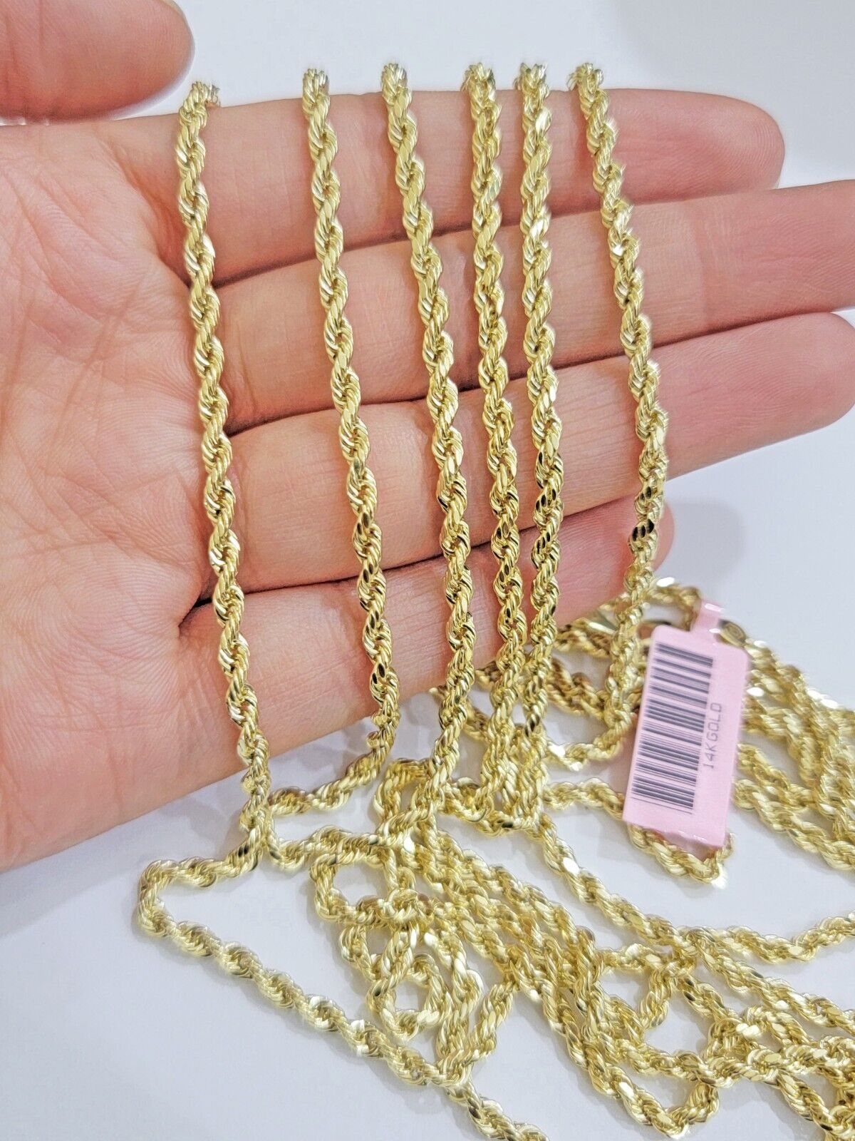 Real 14k Yellow Gold Rope chain necklace 2.5mm 3mm 4mm 5mm 18-26 Inch Men women