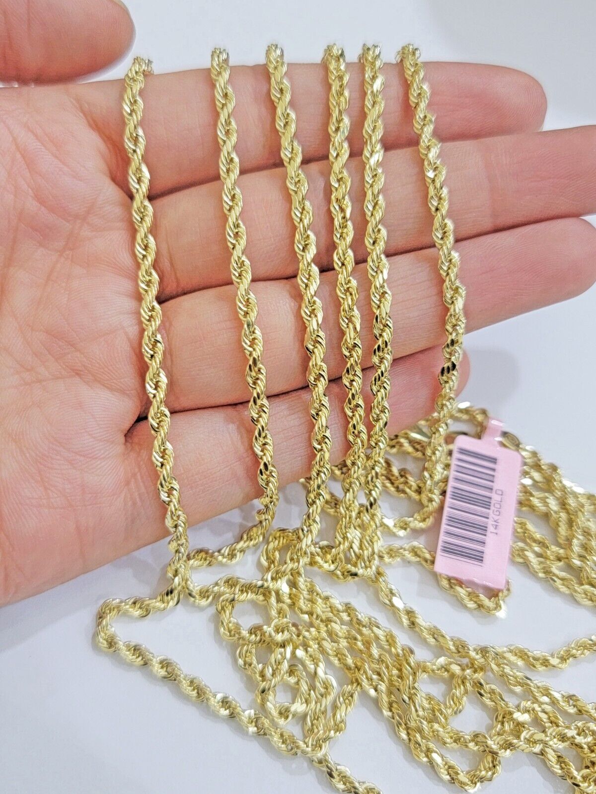 Real 14k Yellow Gold Rope Chain Necklace 2.5mm 3mm 4mm 5mm 18-26 Inch Men Women