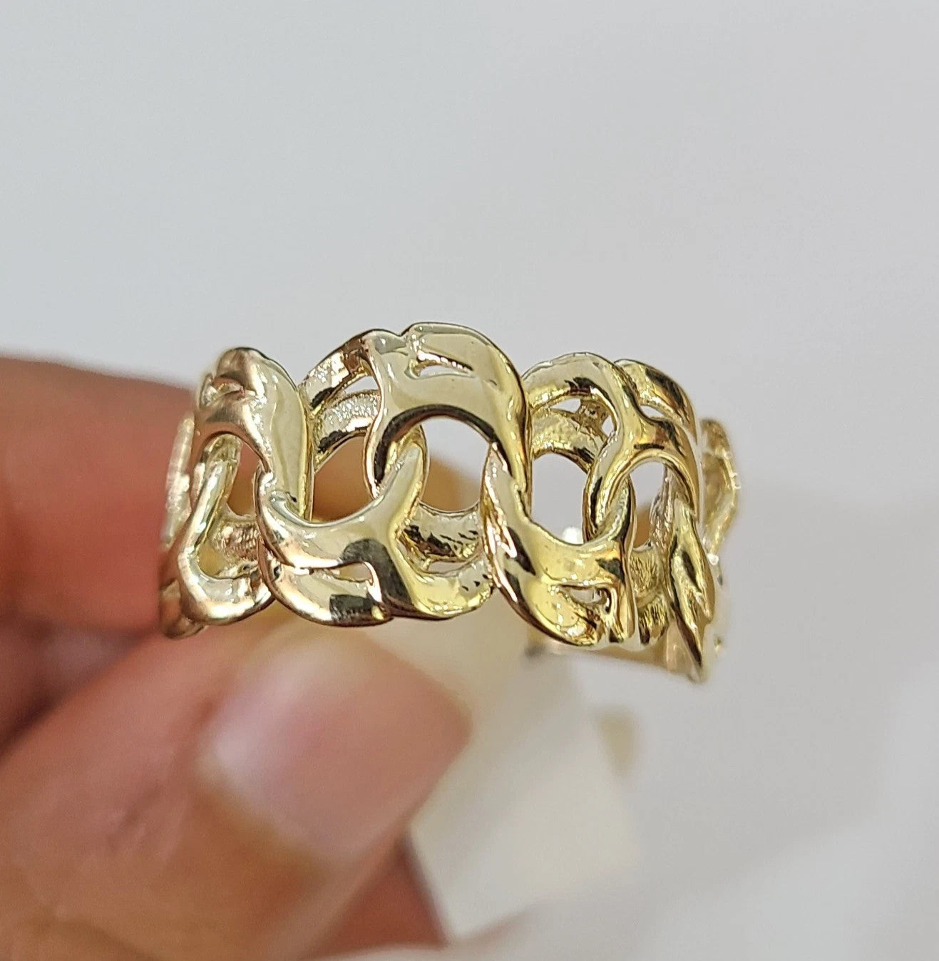 Real 10k Cuban Curb Ring Yellow Gold Women Men Genuine 10Kt