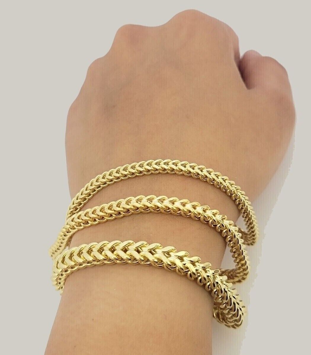 Real 10k Yellow Gold Bracelet Franco 8 Inch 4mm 5mm 6mm 10kt Mens BRAND NEW SALE