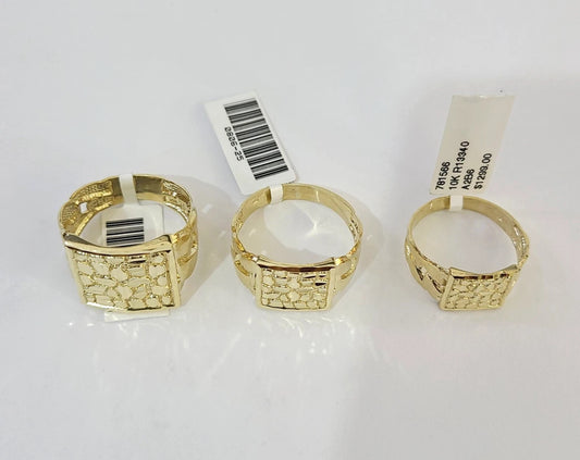 10k Nugget Ring Yellow Gold Women Men Real Genuine