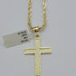 10k Gold Milano Rope Chain Plain Cross Charm Pendant Set 18-24'' Inches Necklace