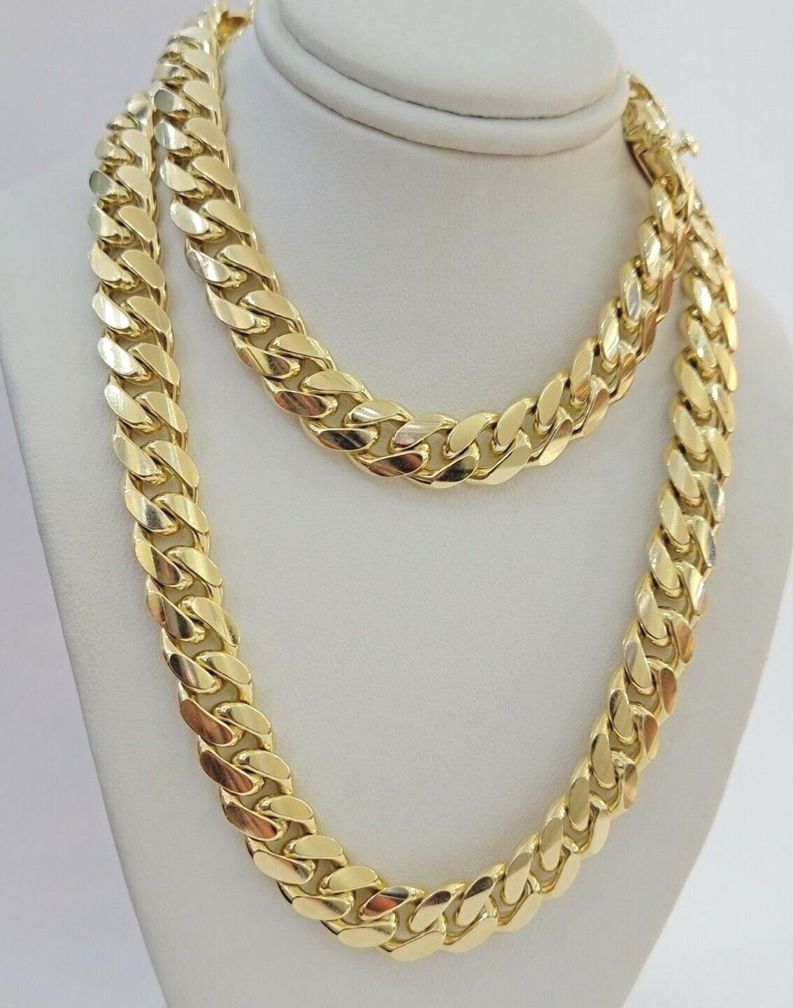 11mm Miami Cuban Link Chain Necklace 10k Yellow Gold 24" 26 Inch Mens SOLID 10kt