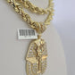 10k Yellow Gold Rope Chain Pharaoh Charm Pendant 18-30''Inch 8mm Necklace