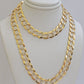 Solid 14k Gold Chain necklace Cuban Curb Link  9.5mm Two-Tone Diamond Cut 20-30"