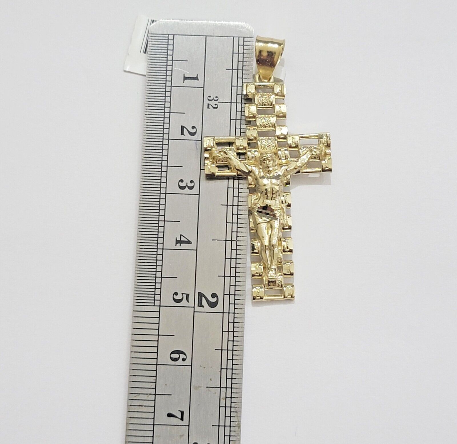 Real 10k Gold Franco chain & Jesus Cross Charm pendant , 3mm Necklace ,Men Women