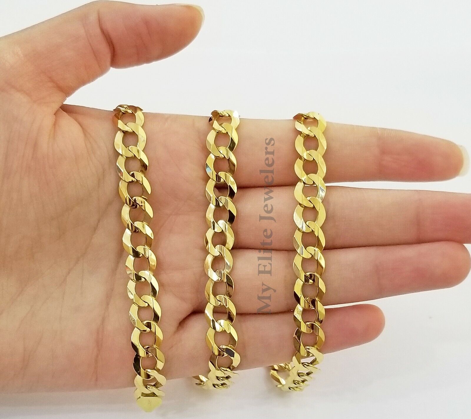 Solid 14k Yellow Gold Cuban Curb Link Chain 9mm Necklace 22