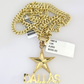 10k Gold Chain Dallas Star Pendant Set Miami Cuban Necklace 4mm 18"-26" Charm