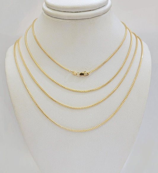 Real 18kt Yellow Gold Franco Chain Necklace 1mm 20-24 Inch Men Women SOLID HEAVY