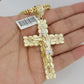 10kt Yellow Gold Franco Chain Necklace Nugget Cross Charm Pendant 5mm 20-26 Inch