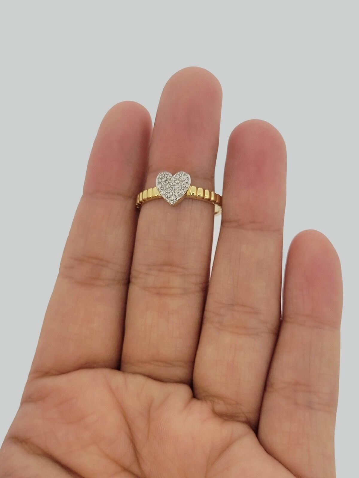 Real 10k Yellow Gold Diamond Promise Ring Women's Band 0.10 CT Genuine 10KT SALE