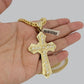 10k Yellow Gold Franco Chain Jesus Cross Charm Pendant 5mm 20-26 Inches Necklace