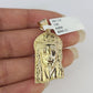 Real 10k Gold Byzantine Necklace Jesus Head Charm SET Chain 18"-30" 3mm Pendant