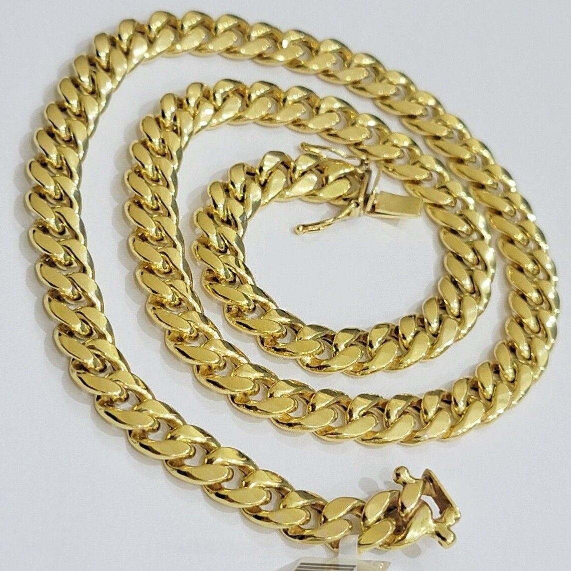 Real 10k Gold Chain Necklace Miami Cuban Link 18"-28" Inch 8mm Box Lock 10kt Men