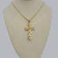 10k Gold Franco Chain Jesus Nugget Cross Charm Pendant 2mm 16-24 Inches Necklace