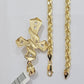 14k Gold Rope Chain Necklace Jesus Cross Charm Pendant Set 18-28" inch 5mm, REAL