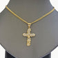 Real 10k Gold Jesus Cross Charm Chain Set Miami Cuban Link Necklace 2.5mm 18-26"