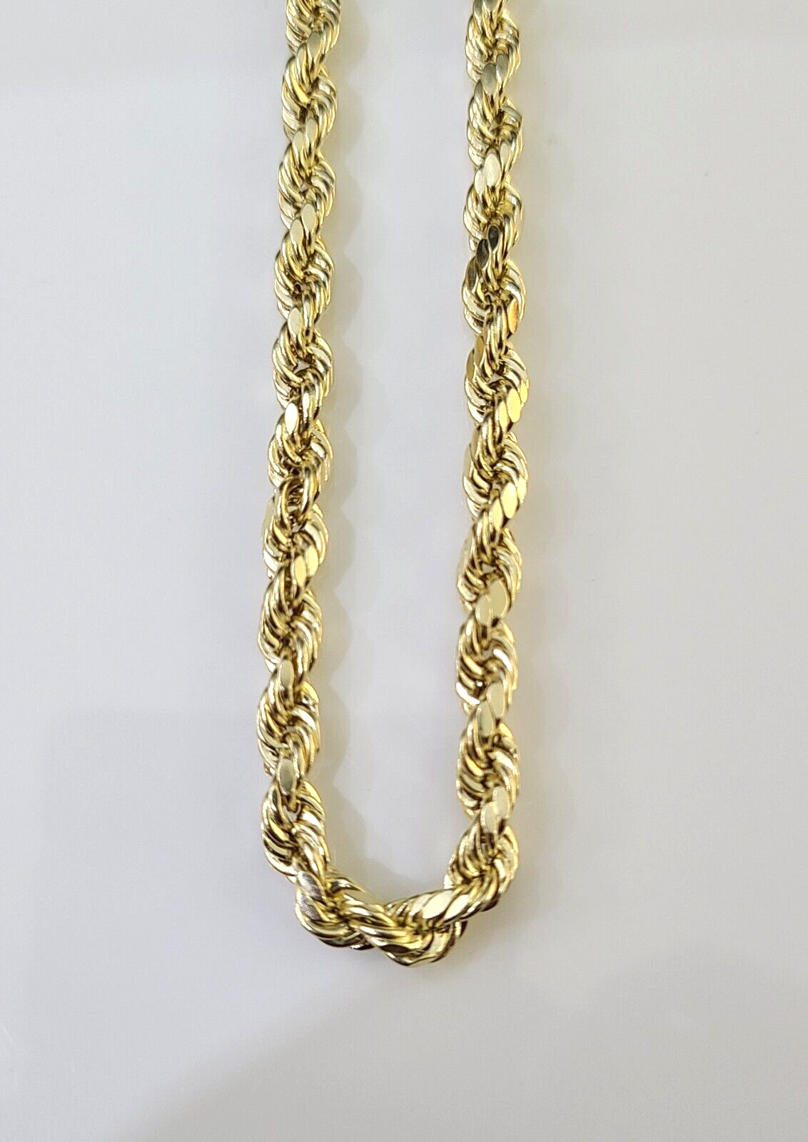 Real Gold 14k Rope Necklace Mens Chain 5mm 20"-26" Yellow Gold Diamond Cuts 10KT