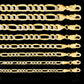 Real 10k Gold Chain Figaro Link Necklace 3.5mm-9mm, Men Women 18"-30" Inch, 10kt