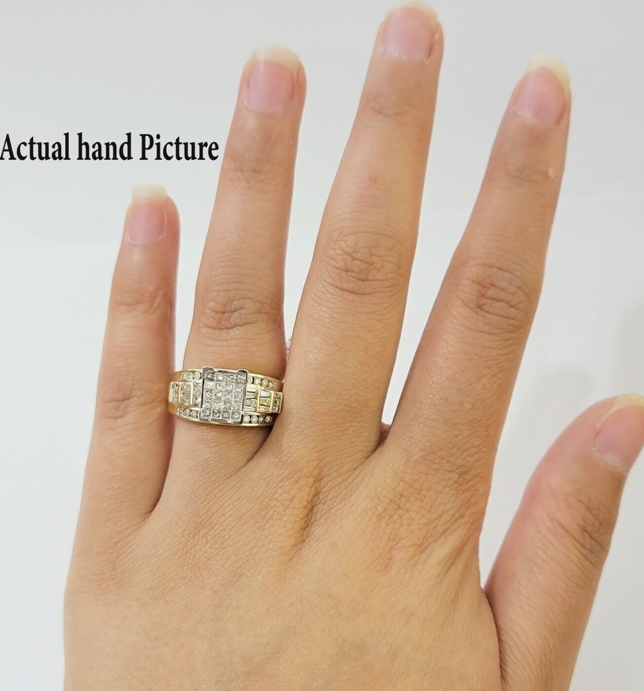 Ladies 14k Yellow Gold Ring Natural Diamond Women REAL , Wedding Engagement