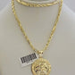 Real 10kt Gold Milano Rope Chain World Map Charm Pendant Set 18-24 Inch Necklace