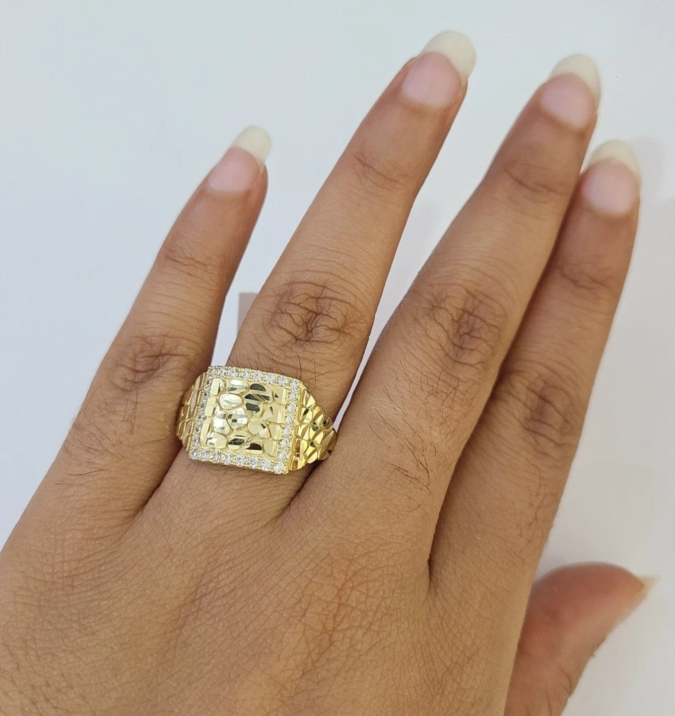 Real 10k Nugget Ring Yellow Gold Women Men Genuine 10Kt