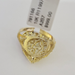 10k Nugget Heart Ring Yellow Gold Women Real Genuine Size 6 7 8 9 10 11 & 12