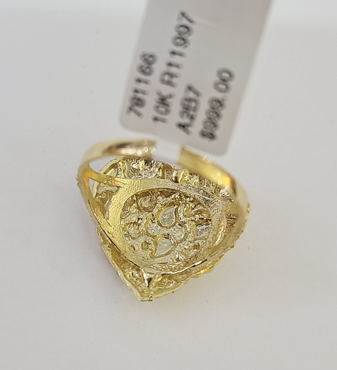 10k Nugget Heart Ring Yellow Gold Women Real Genuine Size 6 7 8 9 10 11 & 12