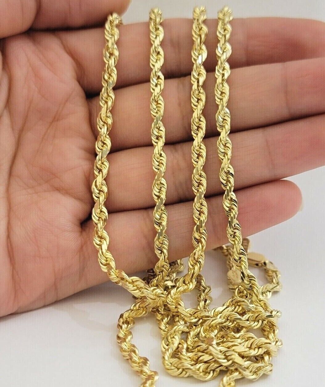 Real 10k Yellow Gold Rope Chain necklace 18 inch - 28 inch SOLID 4mm Mens Women