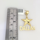 10k Gold Chain Dallas Star Pendant Set Miami Cuban Necklace 4mm 18"-26" Charm