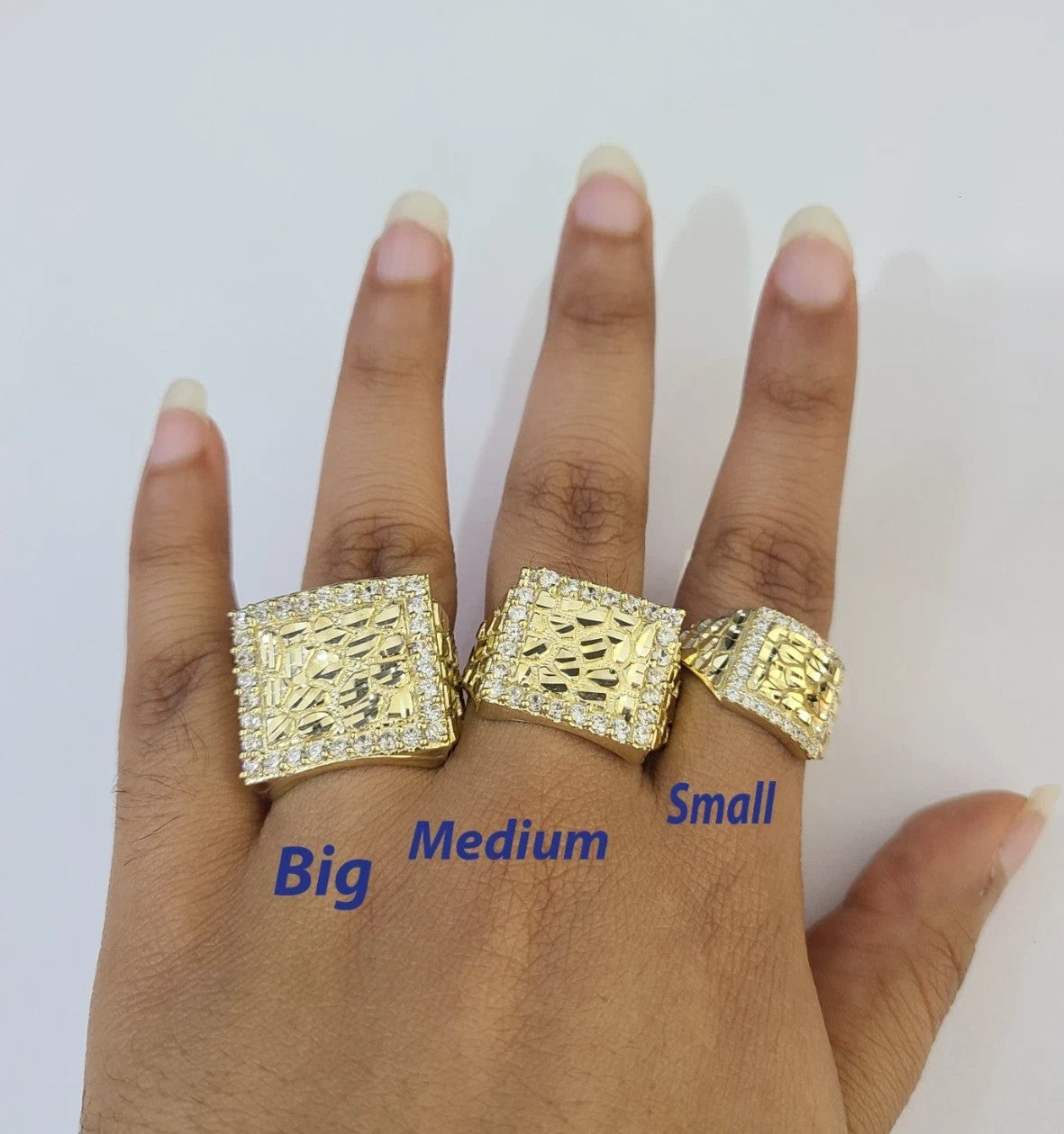 10k Nugget Ring Yellow Gold Women Men Real Genuine