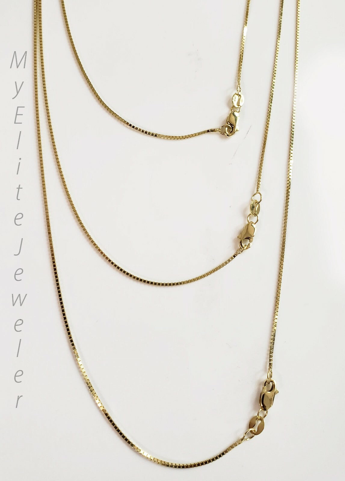 10k Solid Yellow Gold Box Link Necklace Pendant Chain Men Women 16" - 24" .8mm