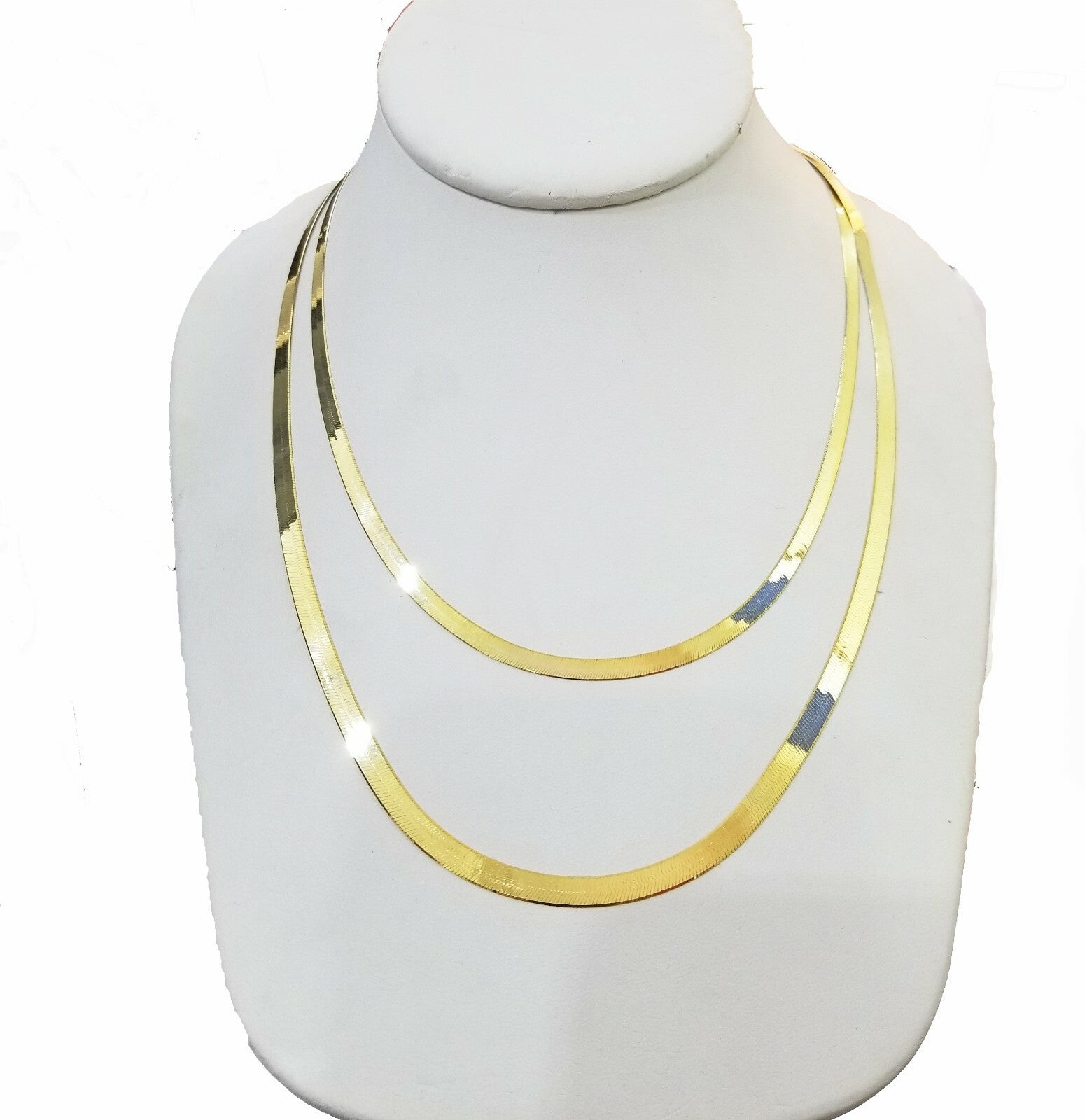 Solid 10k Yellow Gold Herringbone Necklace – 18 Inch, 7mm Wide – Unisex, Lobster Clasp – Made In USA