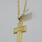 10k Yellow Gold Rope Chain Last Supper Cross Charm Pendant 18-28'' Inch Necklace