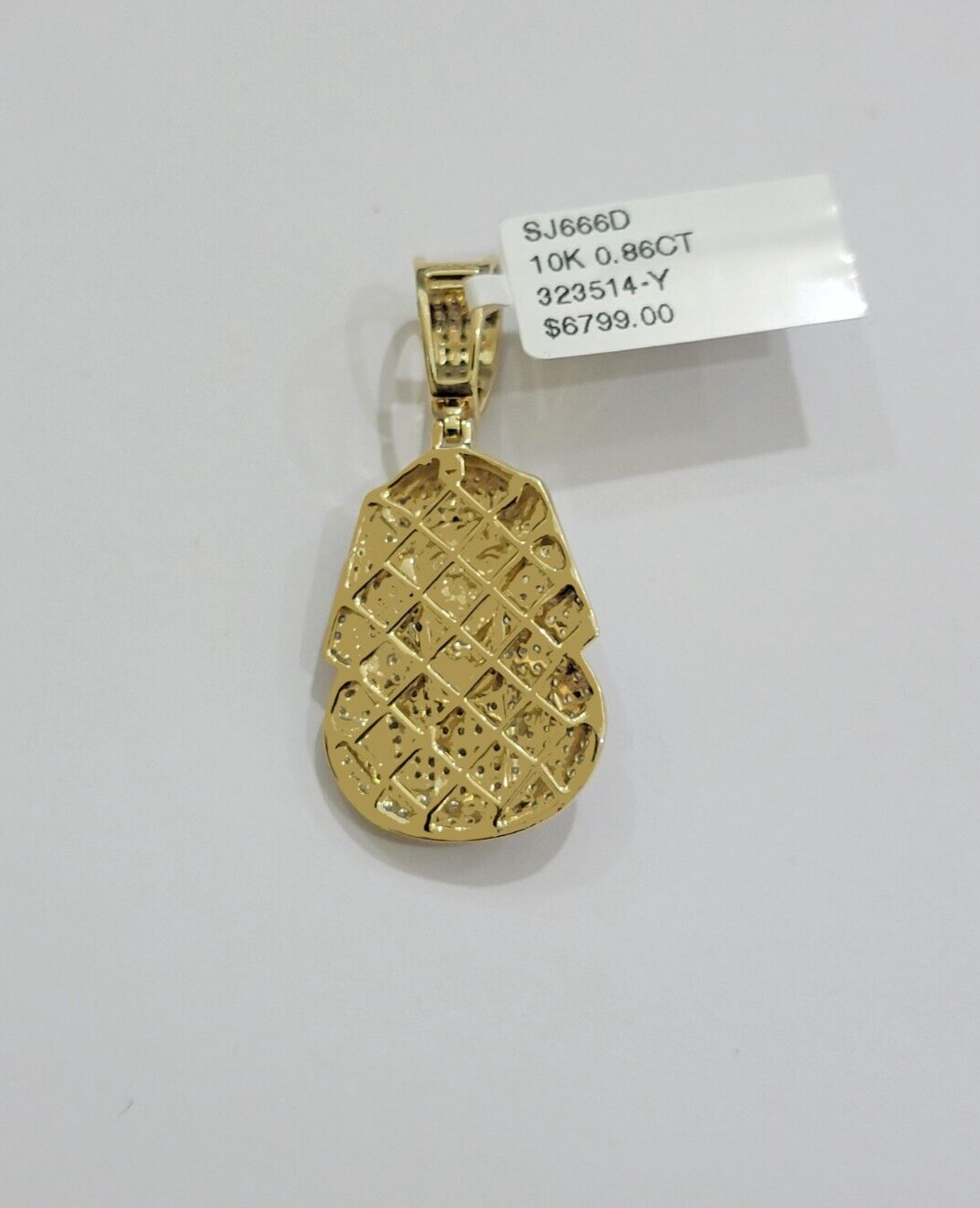 Real Diamond Pharoah Charm Pendant 10k Yellow Gold 0.85 CT Natura Chain Necklace