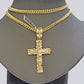 10k Yellow Gold Link Chain Pendant 5mm 18"-28" Miami Cuban Necklace Cross Charm