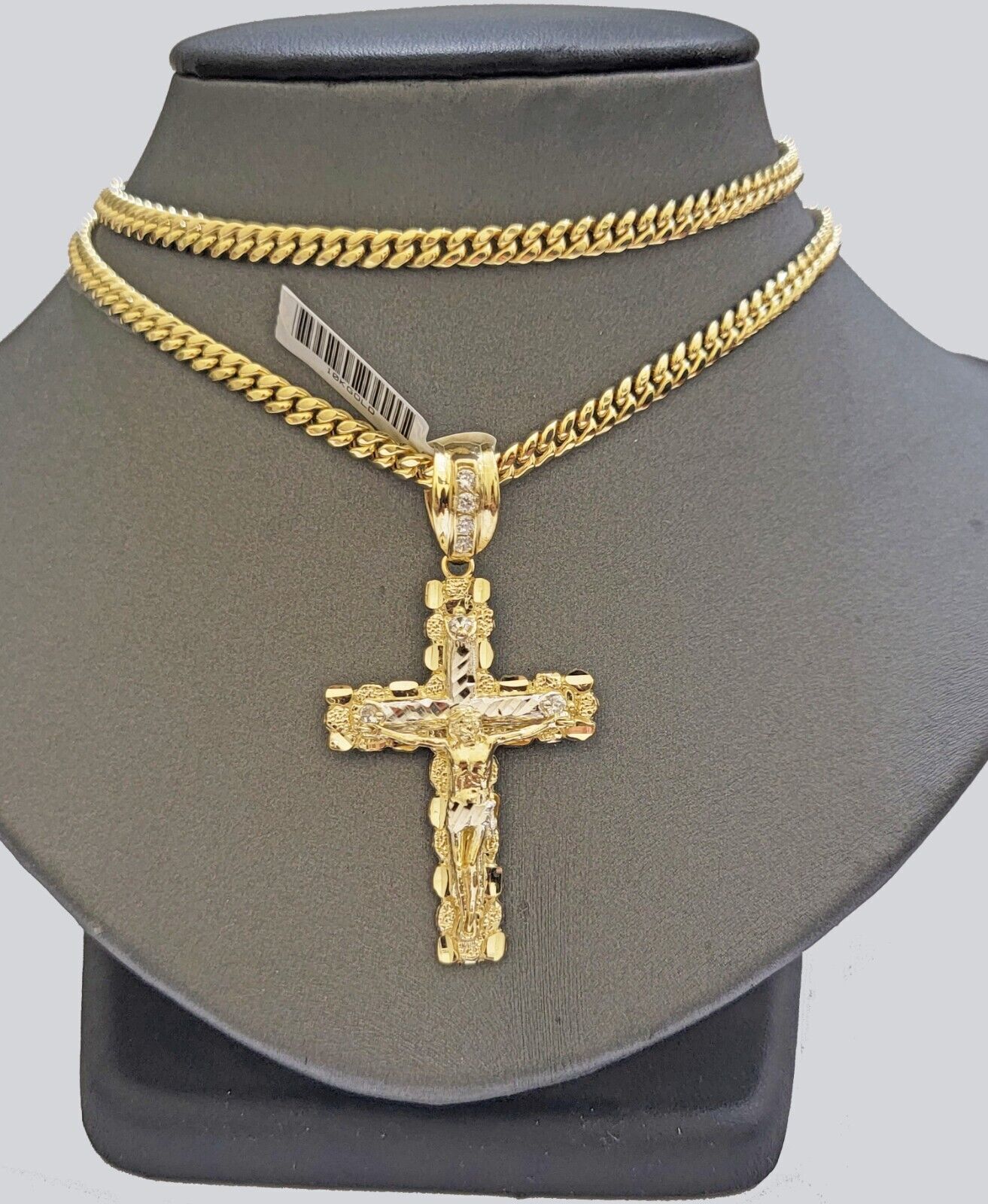 10k Yellow Gold Link Chain Pendant 5mm 18"-28" Miami Cuban Necklace Cross Charm