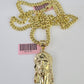 Real 14k Gold Chain Jesus Head Pendant Set 14kt Miami Cuban Link Chain 5mm Charm