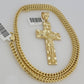 10kt Yellow Gold Franco Chain Necklace Nugget Cross Charm Pendant 5mm 20-26 Inch