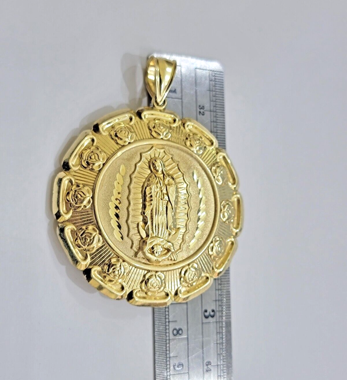 Jesus Virgin Mary Charm Pendant Real 10k Yellow Gold For 10kt Chain Necklace New